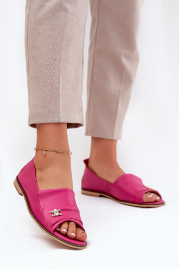 Ballerines en cuir élégantes à bout ouvert Zazoo 1865 couleur rose