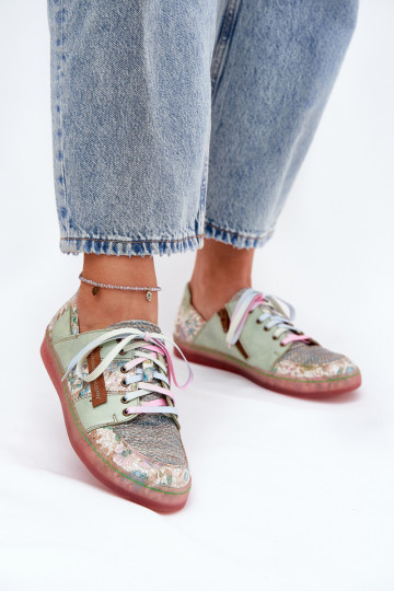 Chaussures en cuir pour femmes Tai turiciejka 06791-09 couleur vert clair 2