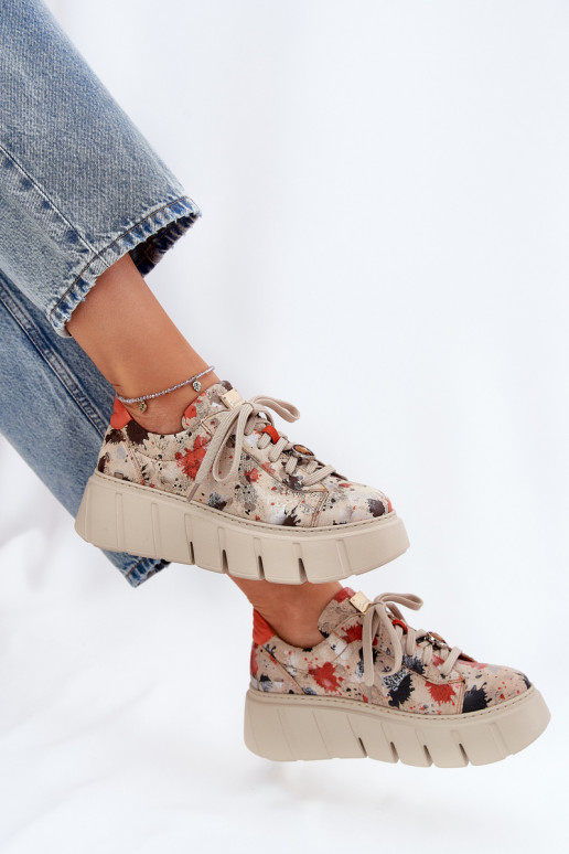 Peau Chaussures modèle baskets avec une plateforme Il fautciejka 06891-18 beige