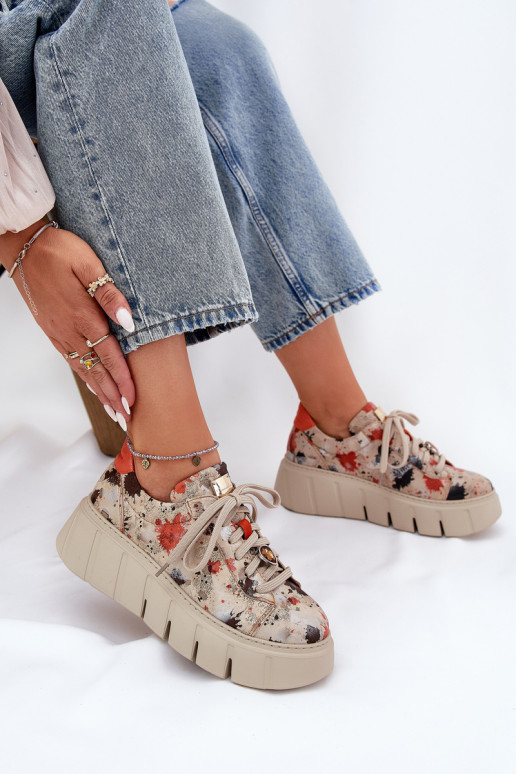 Peau Chaussures modèle baskets avec une plateforme Il fautciejka 06891-18 beige