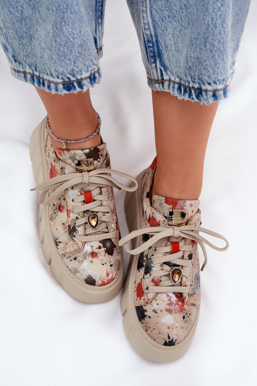 Peau Chaussures modèle baskets avec une plateforme Il fautciejka 06891-18 beige