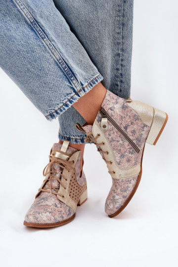 Bottines en cuir Tai turiciejka 05541-04 couleur sable et dorée 2