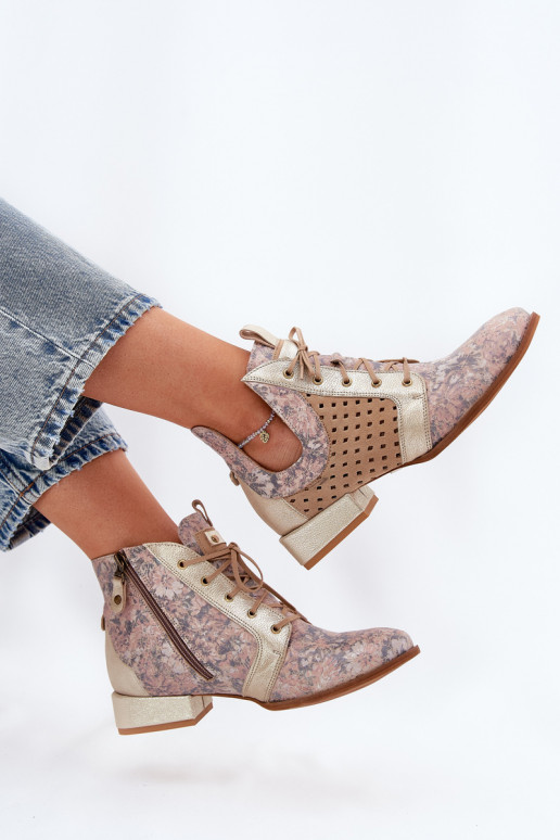 Peau Bottes Chaussure Il fautciejka 05541-04 beige-couleur dorée Peau Bottes Chaussure Il fautciejka 05541-04 beige-couleur dorée