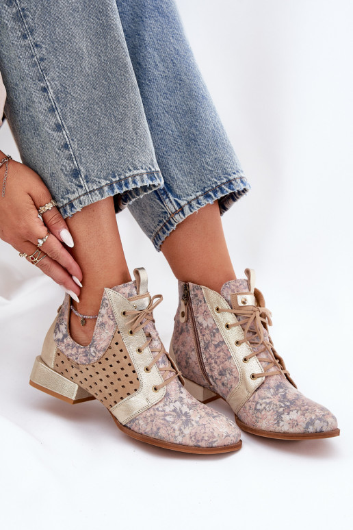 Peau Bottes Chaussure Il fautciejka 05541-04 beige-couleur dorée Peau Bottes Chaussure Il fautciejka 05541-04 beige-couleur dorée