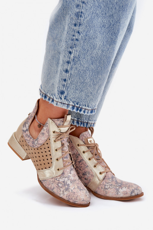 Peau Bottes Chaussure Il fautciejka 05541-04 beige-couleur dorée Peau Bottes Chaussure Il fautciejka 05541-04 beige-couleur dorée