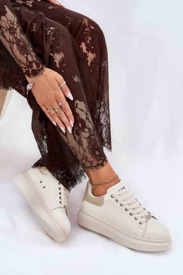 Peau Chaussures modèle baskets Féminin avec une plateforme GOE RR2N4004 beige