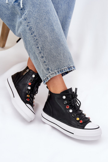 Peau chaussures de loisirs à semelles Féminin GOE RR2N4101 couleur noire