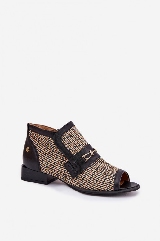 Peau Bottes pour femmesOdkrytymi Palcami Il fautciejka 06934-39/00-1 Noir et-beige Peau Bottes pour femmesOdkrytymi Palcami Il fautciejka 06934-39/00-1 Noir et-beige