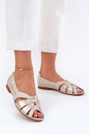Sandales ouvertes de type ballerines Tai turiciejka 06908-25/001-1 dorées avec effet usé 2