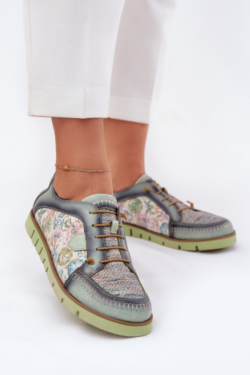 Peau chaussures Féminin À motifs Il fautciejka 06784-09 couleur verte 2