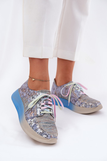 Peau chaussures Chaussures modèle baskets Féminin avec une plateforme Il fautciejka 06776A-06 couleur bleue 2