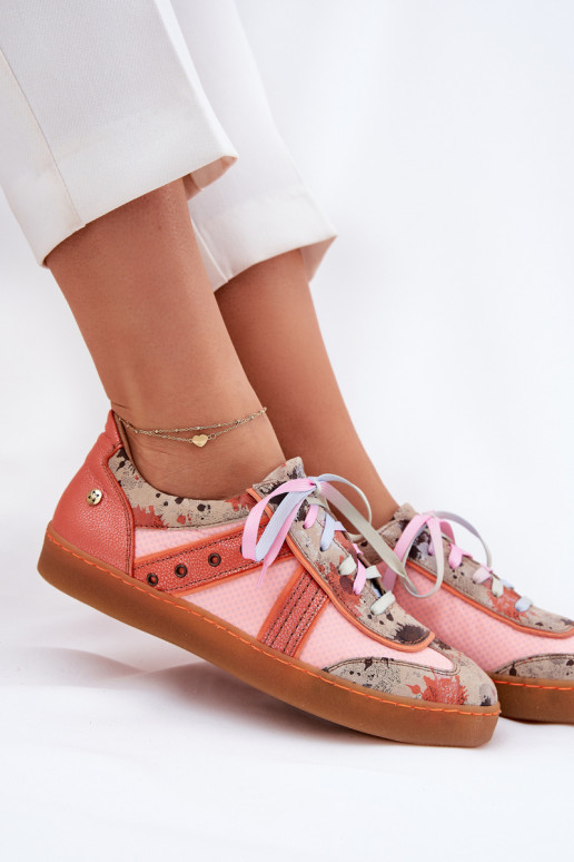 Peau Chaussures modèle baskets Féminin Il fautciejka 06840-18 couleur orange Peau Chaussures modèle baskets Féminin Il fautciejka 06840-18 couleur orange