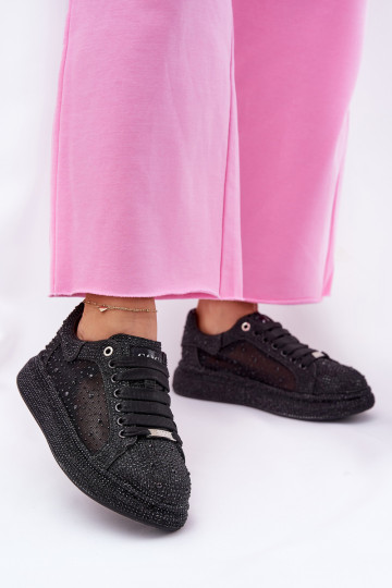 Décoré Chaussures modèle baskets avec une plateforme GOE NN2N4021 couleur noire 2