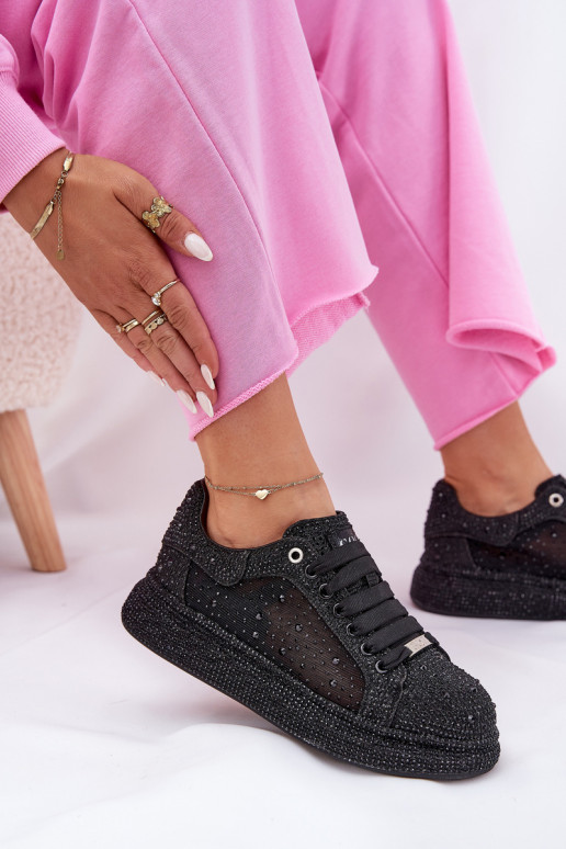 Décoré Chaussures modèle baskets avec une plateforme GOE NN2N4021 couleur noire