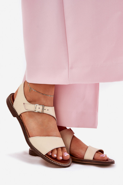 Peau Sandales plates pour femmes Zazoo 3014 beige