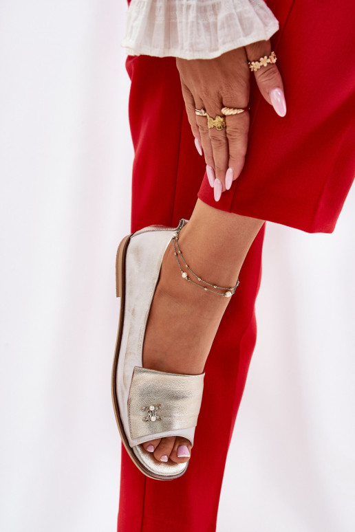 Peau Style élégant BallerinesOdkrytymi Palcami Zazoo 1865 couleur dorée Przecierany Peau Style élégant BallerinesOdkrytymi Palcami Zazoo 1865 couleur dorée Przecierany