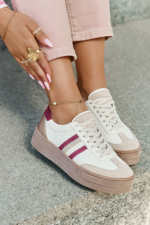 Peau Chaussures modèle baskets Féminin avec une plateforme Zazoo N1234 beige-Bourgogne Peau Chaussures modèle baskets Féminin avec une plateforme Zazoo N1234 beige-Bourgogne