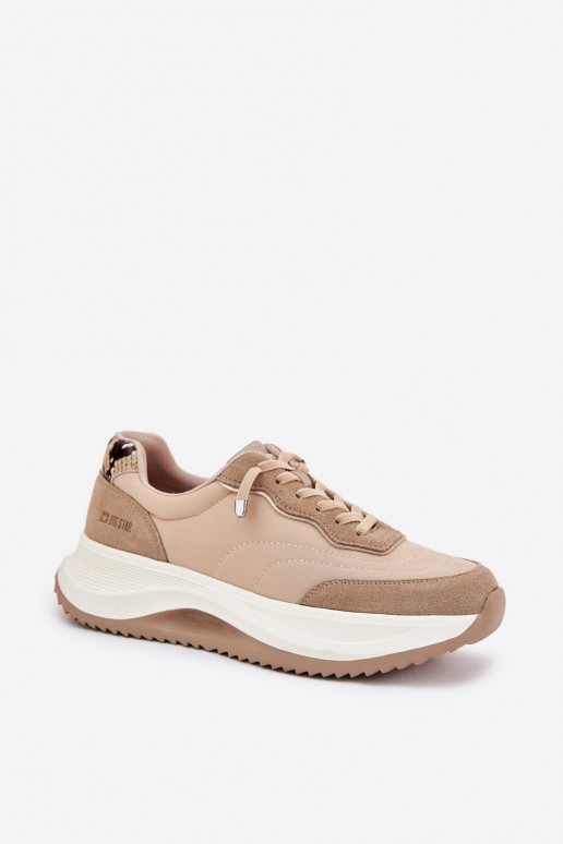 en daim Chaussures modèle baskets Féminin avec une plateforme Big Star RR274A345 HI-POLY SYSTEM beige
