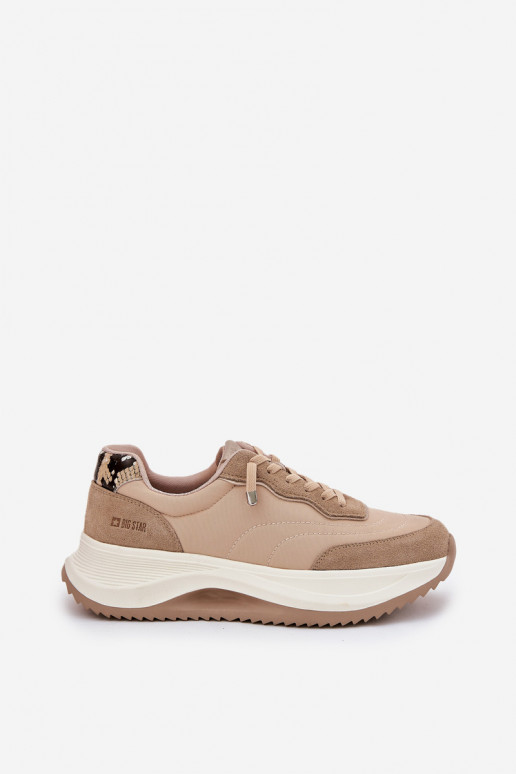 en daim Chaussures modèle baskets Féminin avec une plateforme Big Star RR274A345 HI-POLY SYSTEM beige