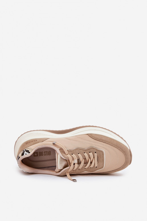 en daim Chaussures modèle baskets Féminin avec une plateforme Big Star RR274A345 HI-POLY SYSTEM beige
