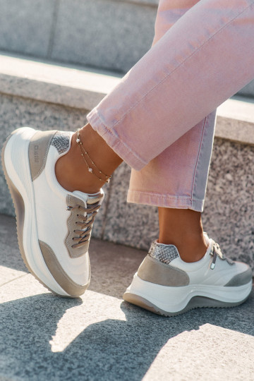 en daim Chaussures modèle baskets Féminin avec une plateforme Big Star RR274A344 HI-POLY SYSTEM beige