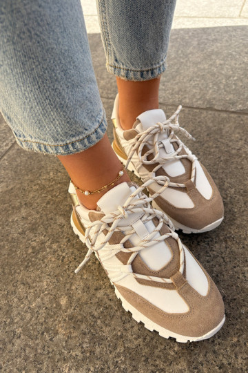 Peau chaussures Chaussures modèle baskets Féminin Artiker 56C1738 beige-couleur dorée