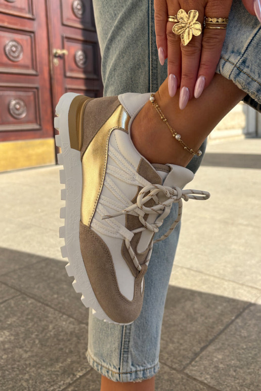 Peau chaussures Chaussures modèle baskets Féminin Artiker 56C1738 beige-couleur dorée Peau chaussures Chaussures modèle baskets Féminin Artiker 56C1738 beige-couleur dorée