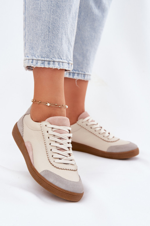 Peau Chaussures modèle baskets Féminin Zazoo N1220 beige Peau Chaussures modèle baskets Féminin Zazoo N1220 beige