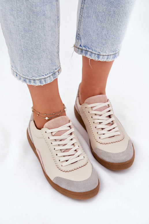 Peau Chaussures modèle baskets Féminin Zazoo N1220 beige Peau Chaussures modèle baskets Féminin Zazoo N1220 beige