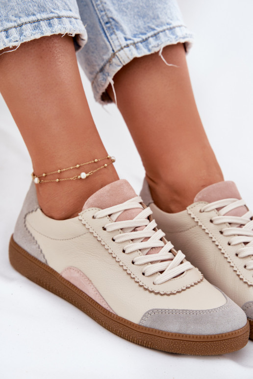 Peau Chaussures modèle baskets Féminin Zazoo N1220 beige Peau Chaussures modèle baskets Féminin Zazoo N1220 beige