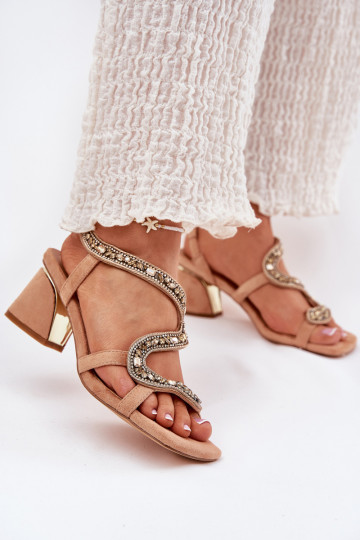 Sandales à talons hauts pour femme aux yeux brillants Artiker 56C1374 beige 2