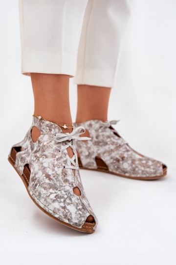 Bottines en cuir à motifs Tai turiciejka 03426-46 blanc-sable