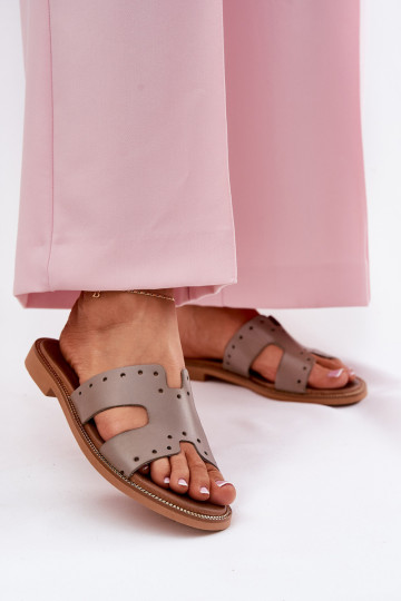 Chaussons pour femmes Zazoo 40326 avec découpes décoratives couleur sable 2