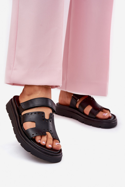 Pantoufles pour femmesActivéturalnej Skóry avec une plateforme Zazoo 40440 couleur noire Pantoufles pour femmesActivéturalnej Skóry avec une plateforme Zazoo 40440 couleur noire