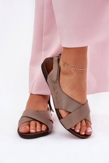 Sandales pour femmes avec attaches adhésives Zazoo 40141 beige 2