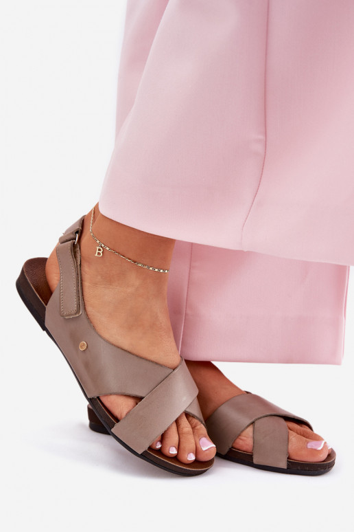 Sandales pour femmes avec attaches adhésives Zazoo 40141 beige