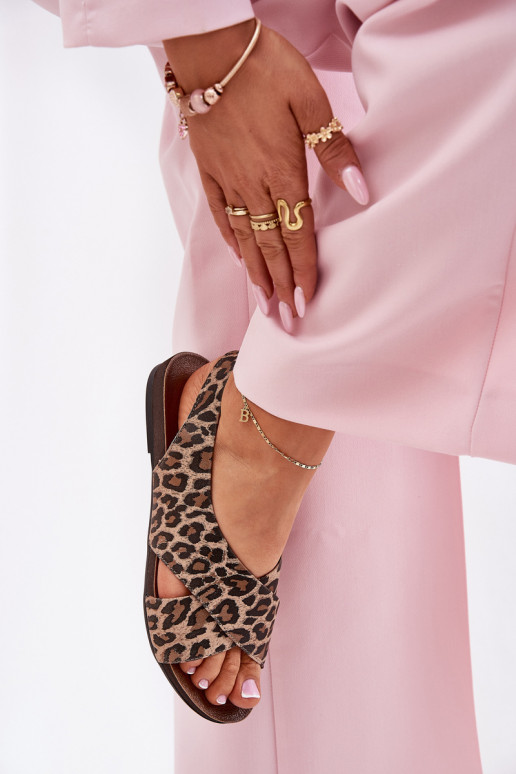 des sandales Peau Féminin avec des motifs en fourrure de léopard marron Zazoo 40407 des sandales Peau Féminin avec des motifs en fourrure de léopard marron Zazoo 40407