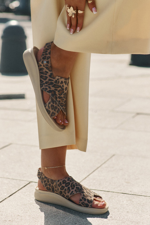 Zazoo 40392 Sandales pour femmes Féminin avec des motifs en fourrure de léopard marron