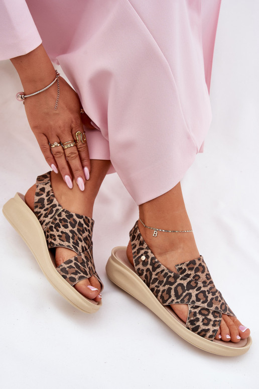 Zazoo 40392 Sandales pour femmes Féminin avec des motifs en fourrure de léopard marron