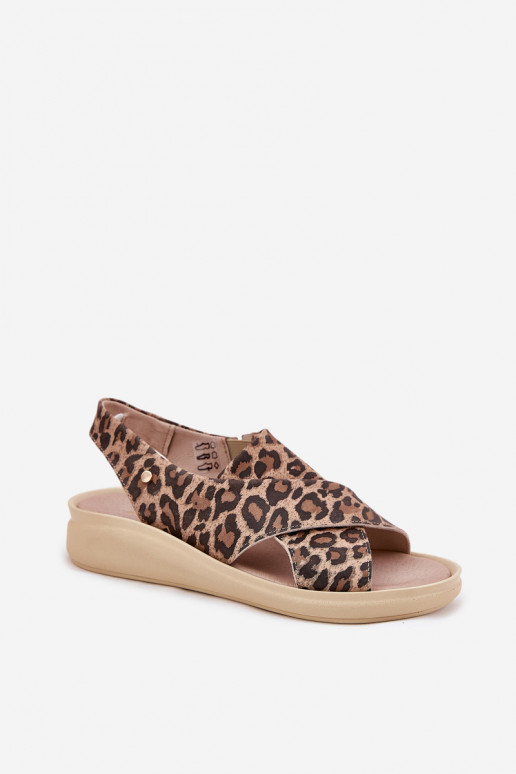 Zazoo 40392 Sandales pour femmes Féminin avec des motifs en fourrure de léopard marron