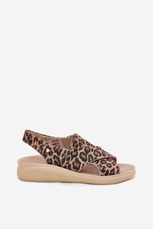 Zazoo 40392 Sandales pour femmes Féminin avec des motifs en fourrure de léopard marron