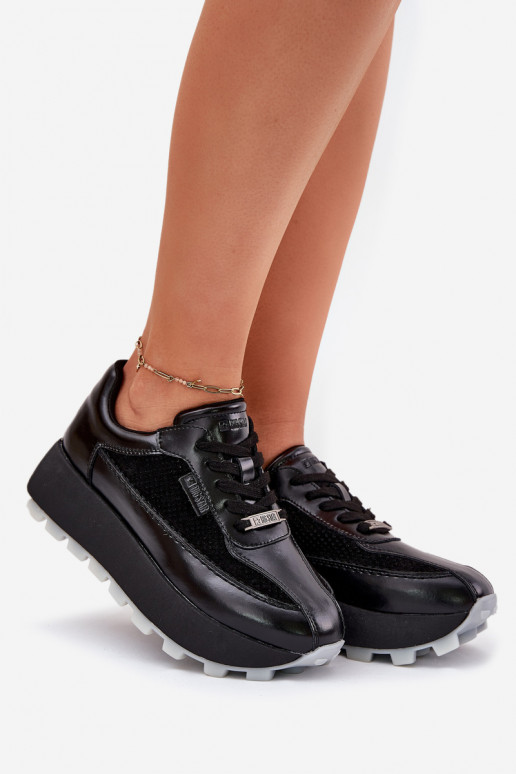 Peau Féminin Chaussures modèle baskets avec une plateforme Big Star RR274873 HI-POLY SYSTEM couleur noire Peau Féminin Chaussures modèle baskets avec une plateforme Big Star RR274873 HI-POLY SYSTEM couleur noire