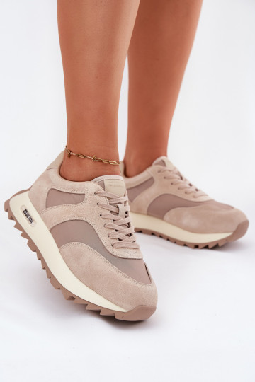 en daim Chaussures modèle baskets avec une plateforme Féminin Big Star RR274897 HI-POLY SYSTEM beige