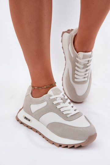 en daim Chaussures modèle baskets avec une plateforme Féminin Big Star RR274896 HI-POLY SYSTEM Blanc-couleur grise