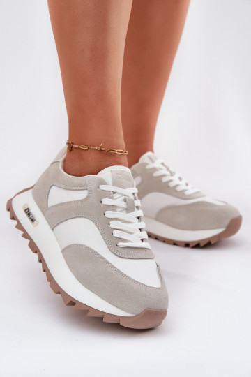 en daim Chaussures modèle baskets avec une plateforme Féminin Big Star RR274896 HI-POLY SYSTEM Blanc-couleur grise 2