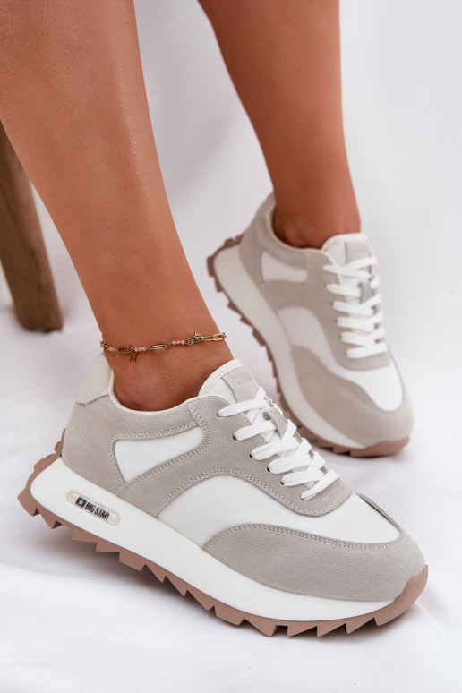 en daim Chaussures modèle baskets avec une plateforme Féminin Big Star RR274896 HI-POLY SYSTEM Blanc-couleur grise en daim Chaussures modèle baskets avec une plateforme Féminin Big Star RR274896 HI-POLY SYSTEM Blanc-couleur grise