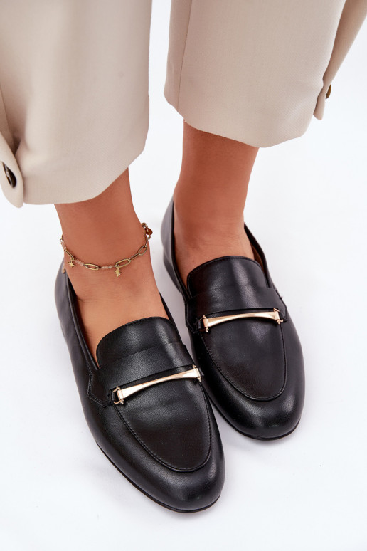 Peau chaussures mocassins pour femmes Il fautciejka K6809-01 couleur noire Peau chaussures mocassins pour femmes Il fautciejka K6809-01 couleur noire