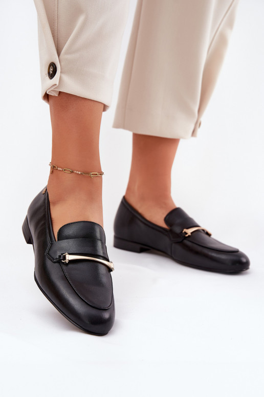 Peau chaussures mocassins pour femmes Il fautciejka K6809-01 couleur noire Peau chaussures mocassins pour femmes Il fautciejka K6809-01 couleur noire