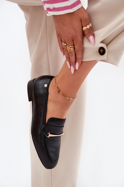 Peau chaussures mocassins pour femmes Il fautciejka K6809-01 couleur noire Peau chaussures mocassins pour femmes Il fautciejka K6809-01 couleur noire