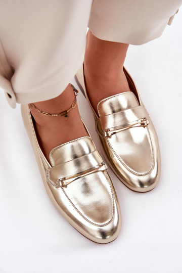 Mocassins en cuir pour femmes Tai turiciejka K6809-25 dorés 2